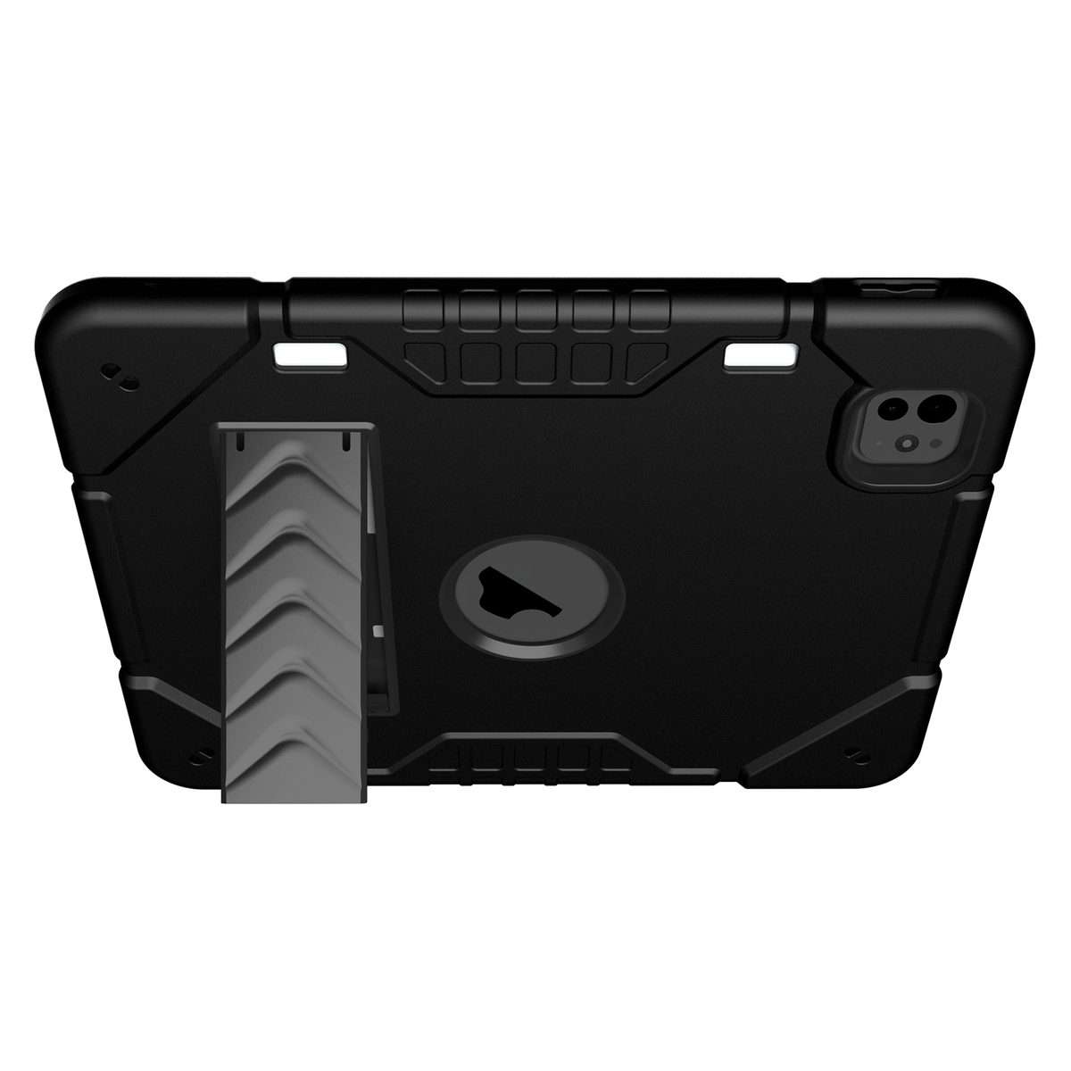 For iPad Pro 11 2025 / 2024 Armor Holder Silicone Hybrid PC Tablet Case(Black)