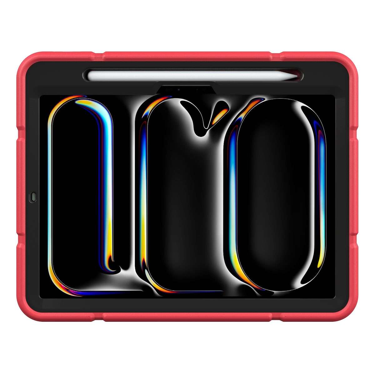 For iPad Pro 11 2025 / 2024 Armor Holder Silicone Hybrid PC Tablet Case(Red Black)