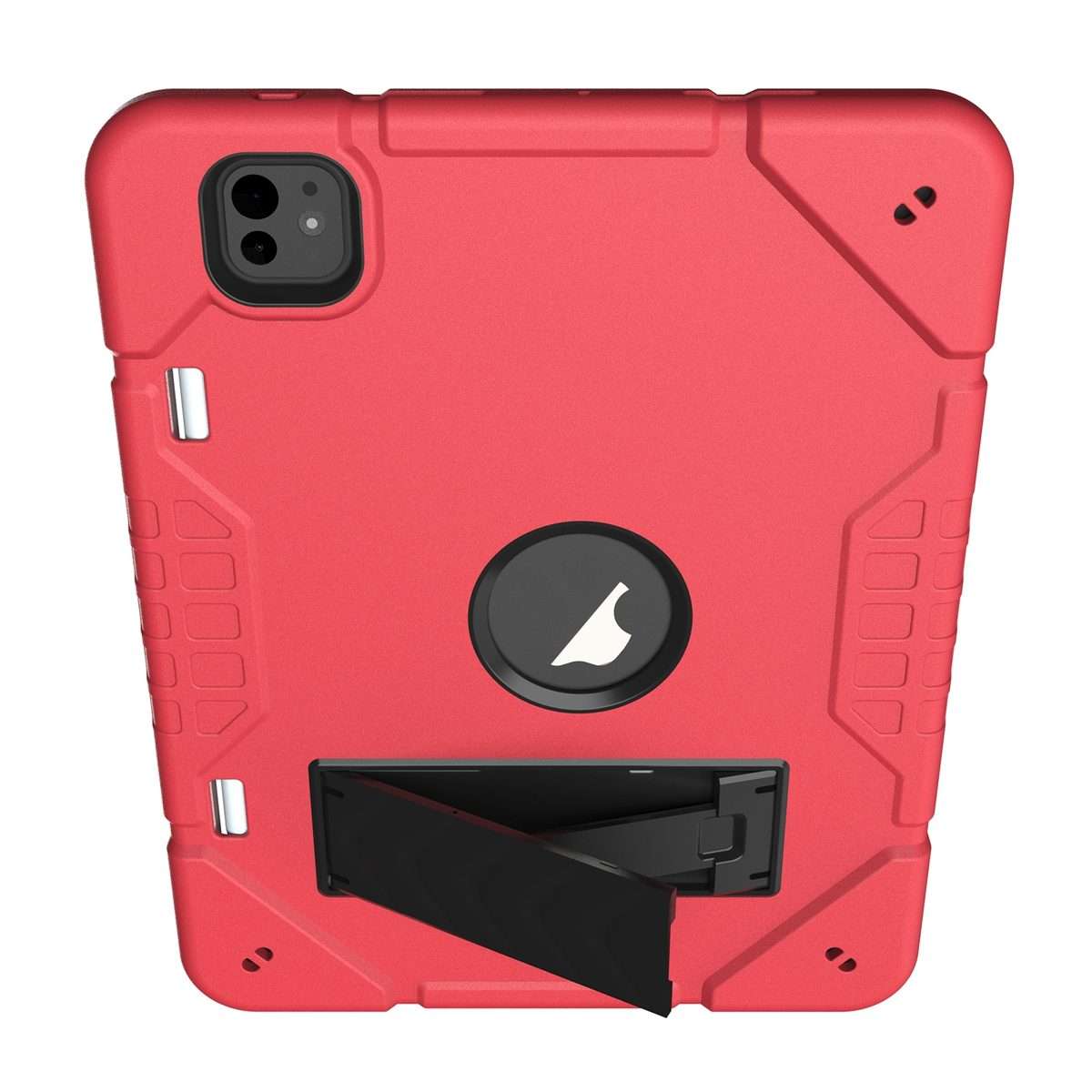 For iPad Pro 11 2025 / 2024 Armor Holder Silicone Hybrid PC Tablet Case(Red Black)