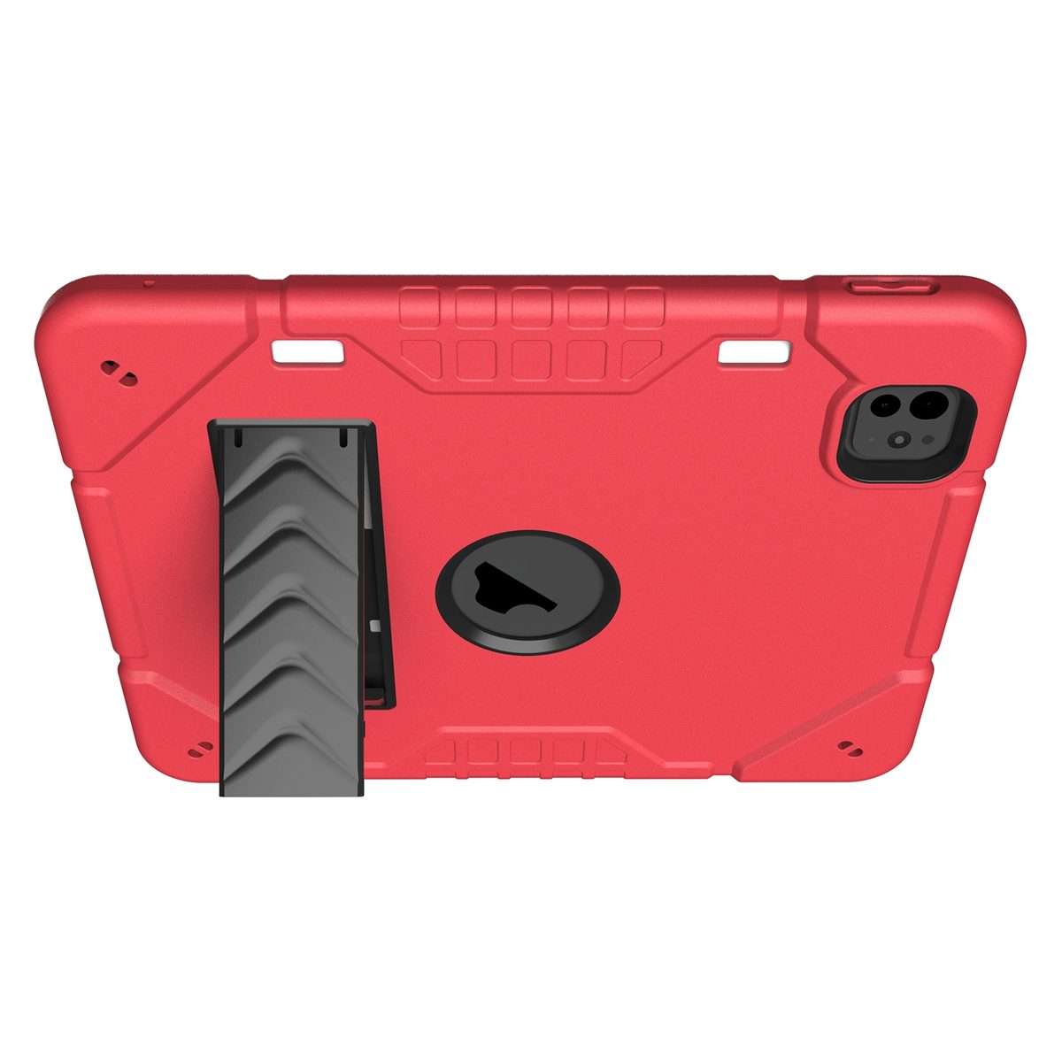 For iPad Pro 11 2025 / 2024 Armor Holder Silicone Hybrid PC Tablet Case(Red Black)
