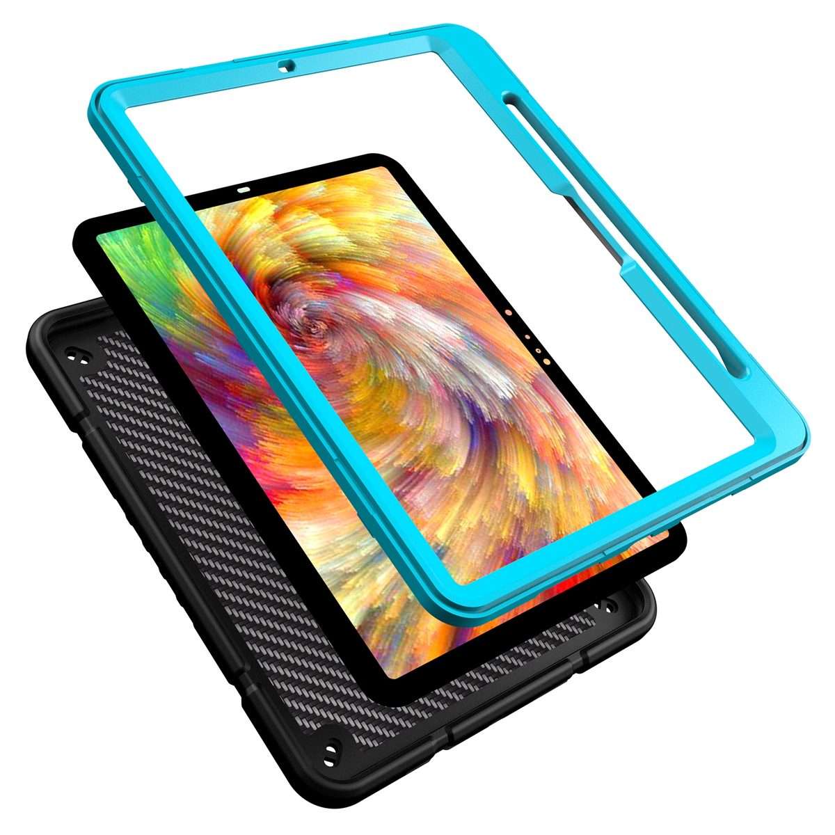 For iPad Pro 11 2025 / 2024 Armor Holder Silicone Hybrid PC Tablet Case(Black Blue)
