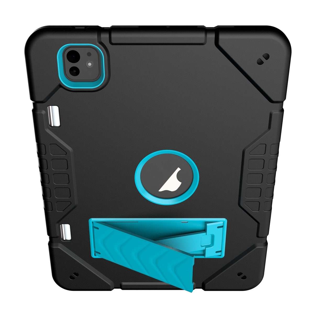 For iPad Pro 11 2025 / 2024 Armor Holder Silicone Hybrid PC Tablet Case(Black Blue)