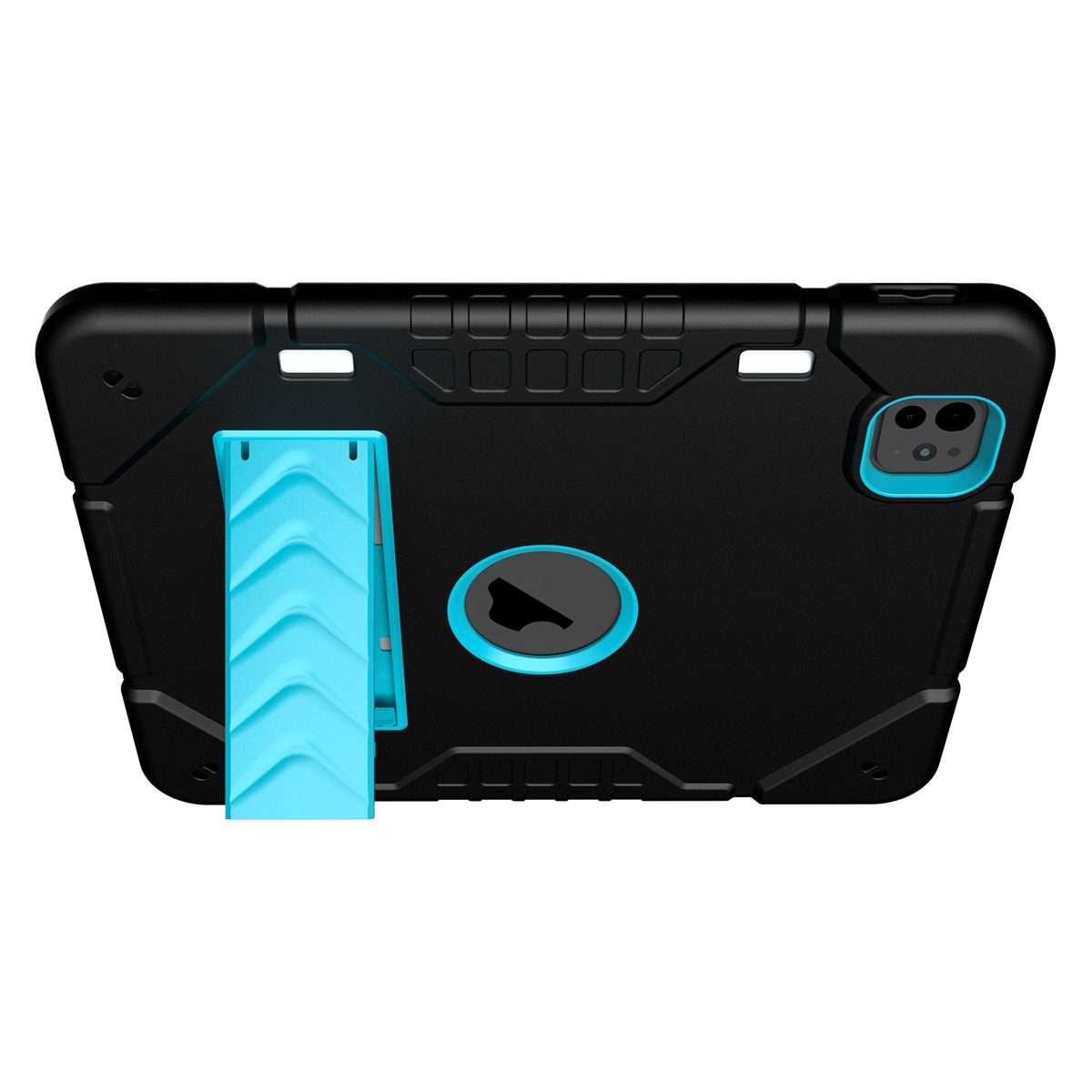 For iPad Pro 11 2025 / 2024 Armor Holder Silicone Hybrid PC Tablet Case(Black Blue)