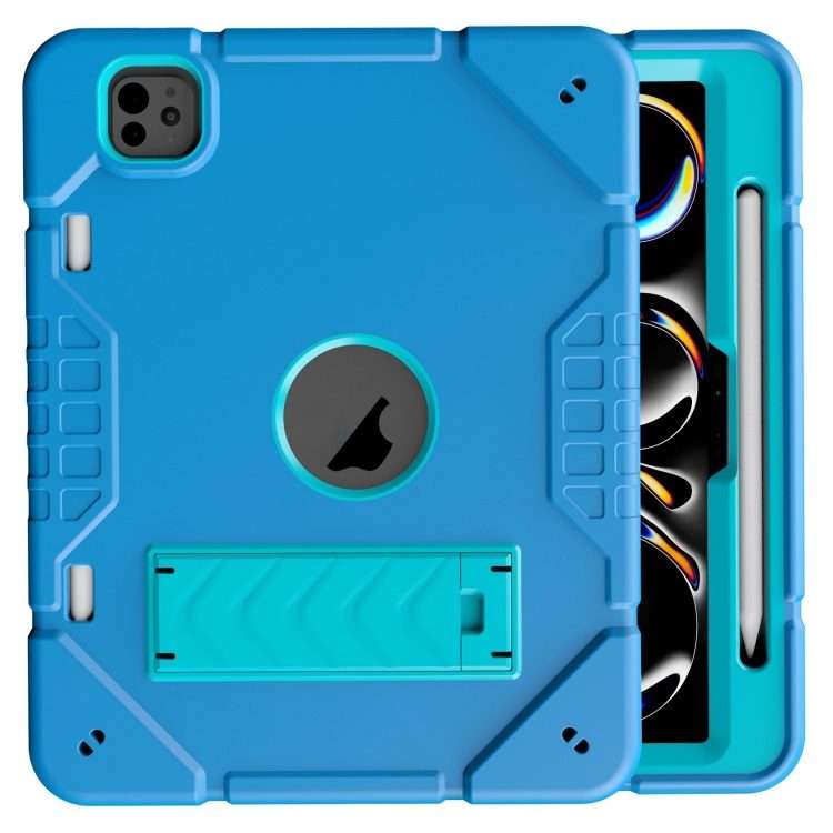 For iPad Pro 11 2025 / 2024 Armor Holder Silicone Hybrid PC Tablet Case(Blue)