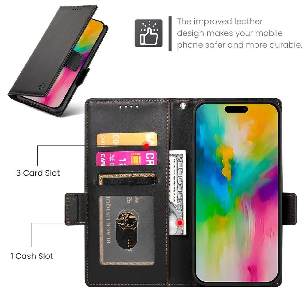 For iPhone 16 Pro Max Side Buckle Magnetic Frosted Leather Phone Case(Black)