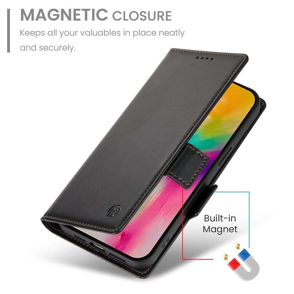 For iPhone 16 Pro Max Side Buckle Magnetic Frosted Leather Phone Case(Black)