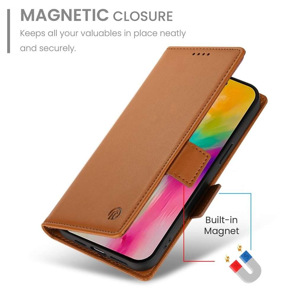 For iPhone 16 Pro Max Side Buckle Magnetic Frosted Leather Phone Case(Brown)