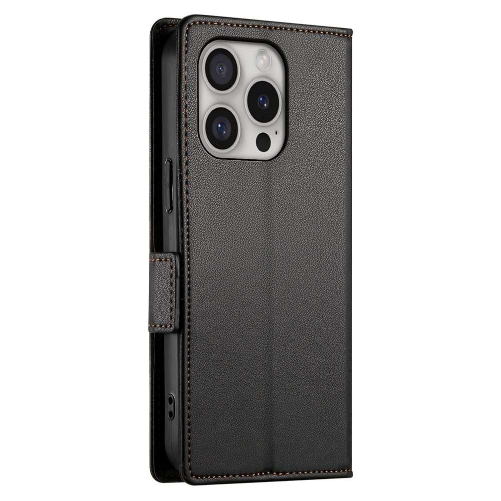 For iPhone 16 Pro Side Buckle Magnetic Frosted Leather Phone Case(Black)
