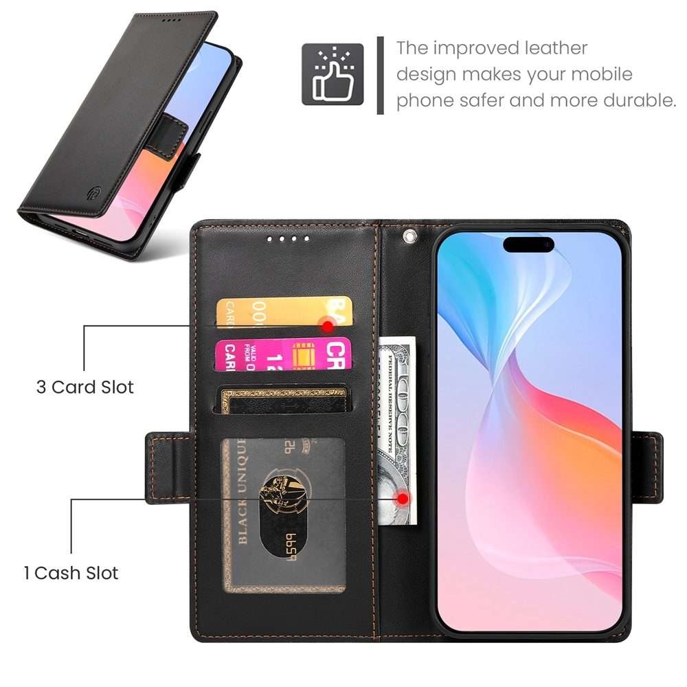 For iPhone 16 Pro Side Buckle Magnetic Frosted Leather Phone Case(Black)