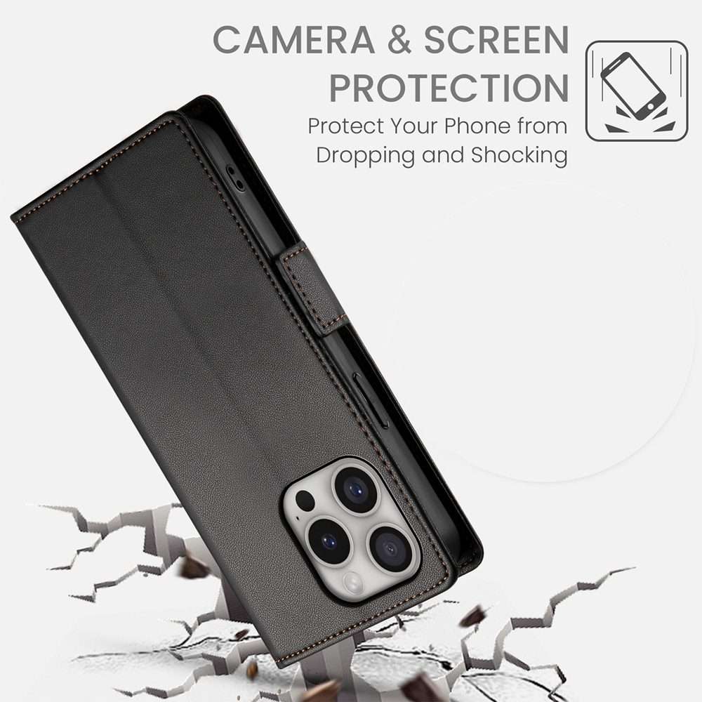 For iPhone 16 Pro Side Buckle Magnetic Frosted Leather Phone Case(Black)