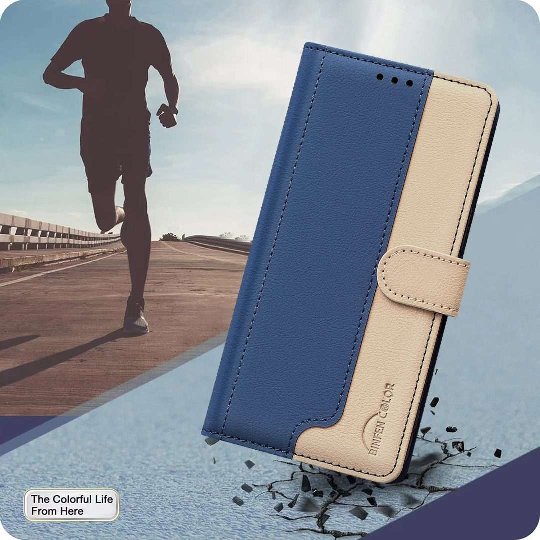 For iPhone 15 Pro Max Color Matching RFID Anti-theft Leather Phone Case(Blue)