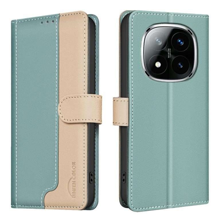 For Redmi Note 14 Pro 4G Color Matching RFID Anti-theft Leather Phone Case(Green)