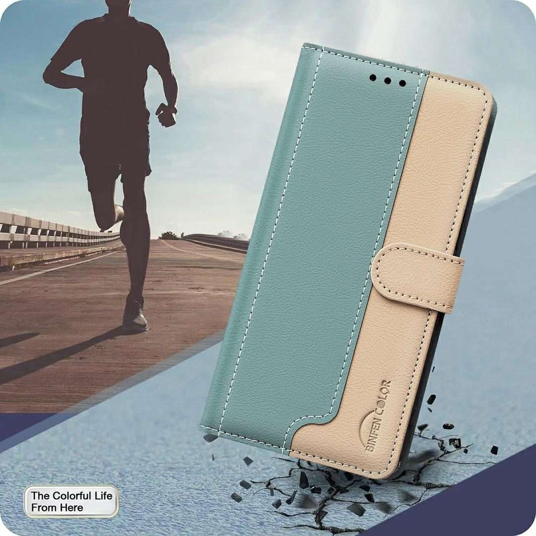 For Redmi Note 14 Pro 4G Color Matching RFID Anti-theft Leather Phone Case(Green)