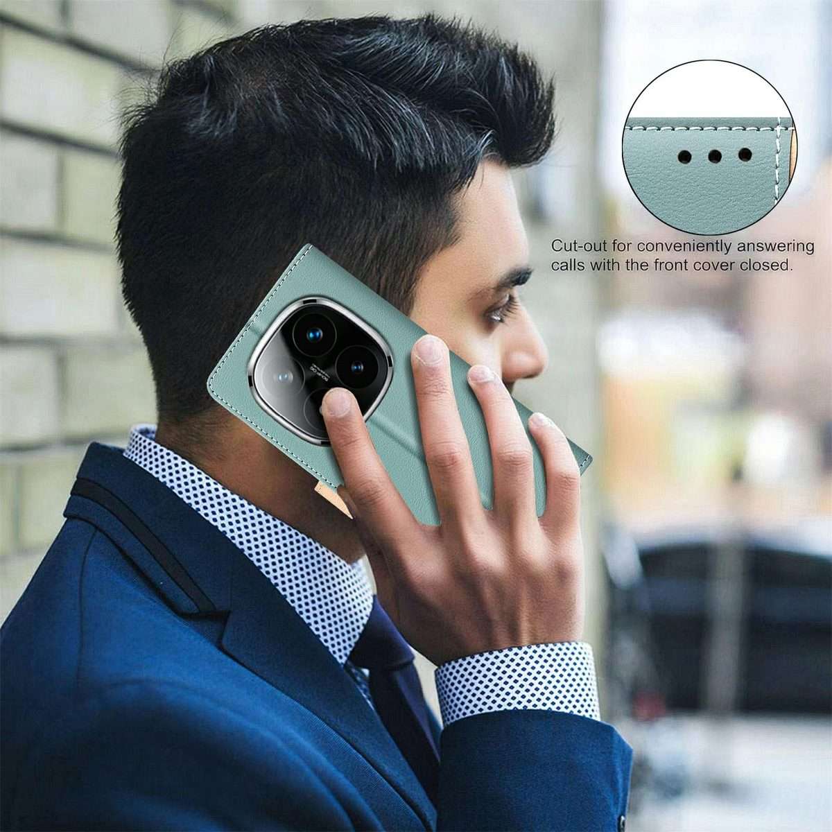 For Redmi Note 14 Pro 4G Color Matching RFID Anti-theft Leather Phone Case(Green)