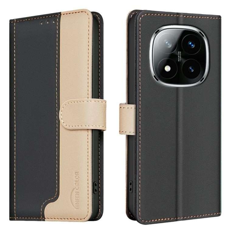 For Redmi Note 14 Pro 4G Color Matching RFID Anti-theft Leather Phone Case(Black)