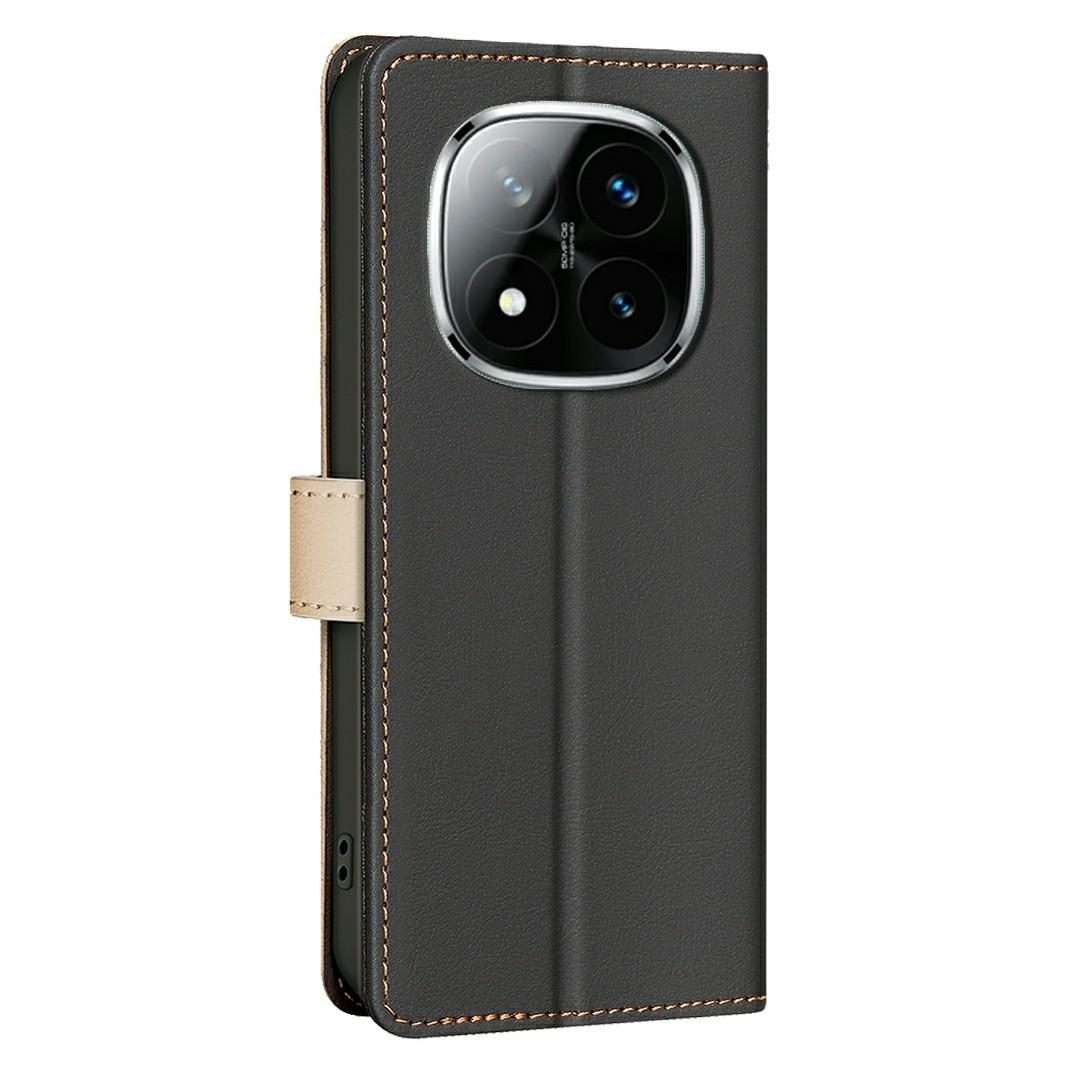 For Redmi Note 14 Pro 4G Color Matching RFID Anti-theft Leather Phone Case(Black)