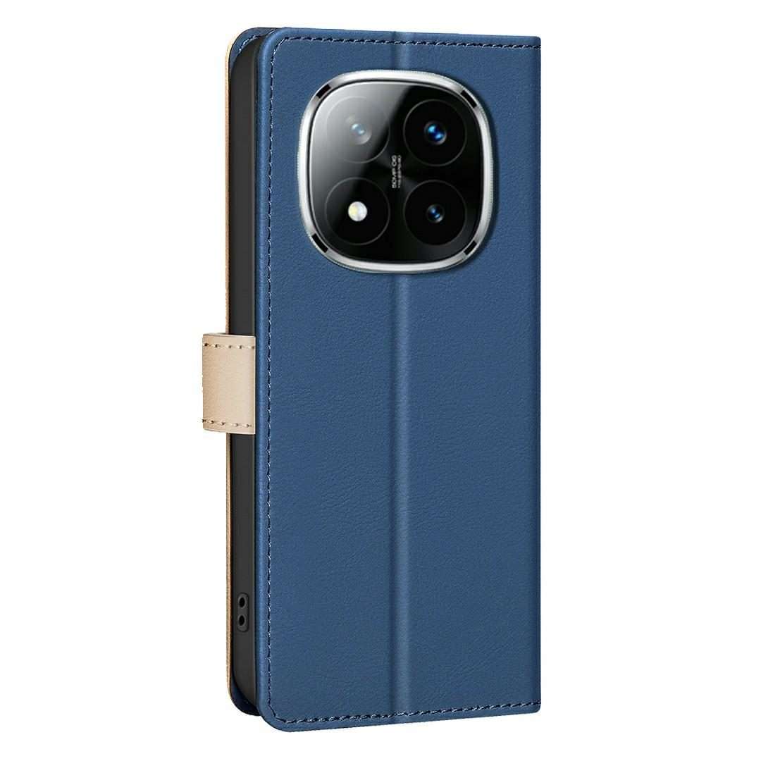 For Redmi Note 14 Pro 4G Color Matching RFID Anti-theft Leather Phone Case(Blue)