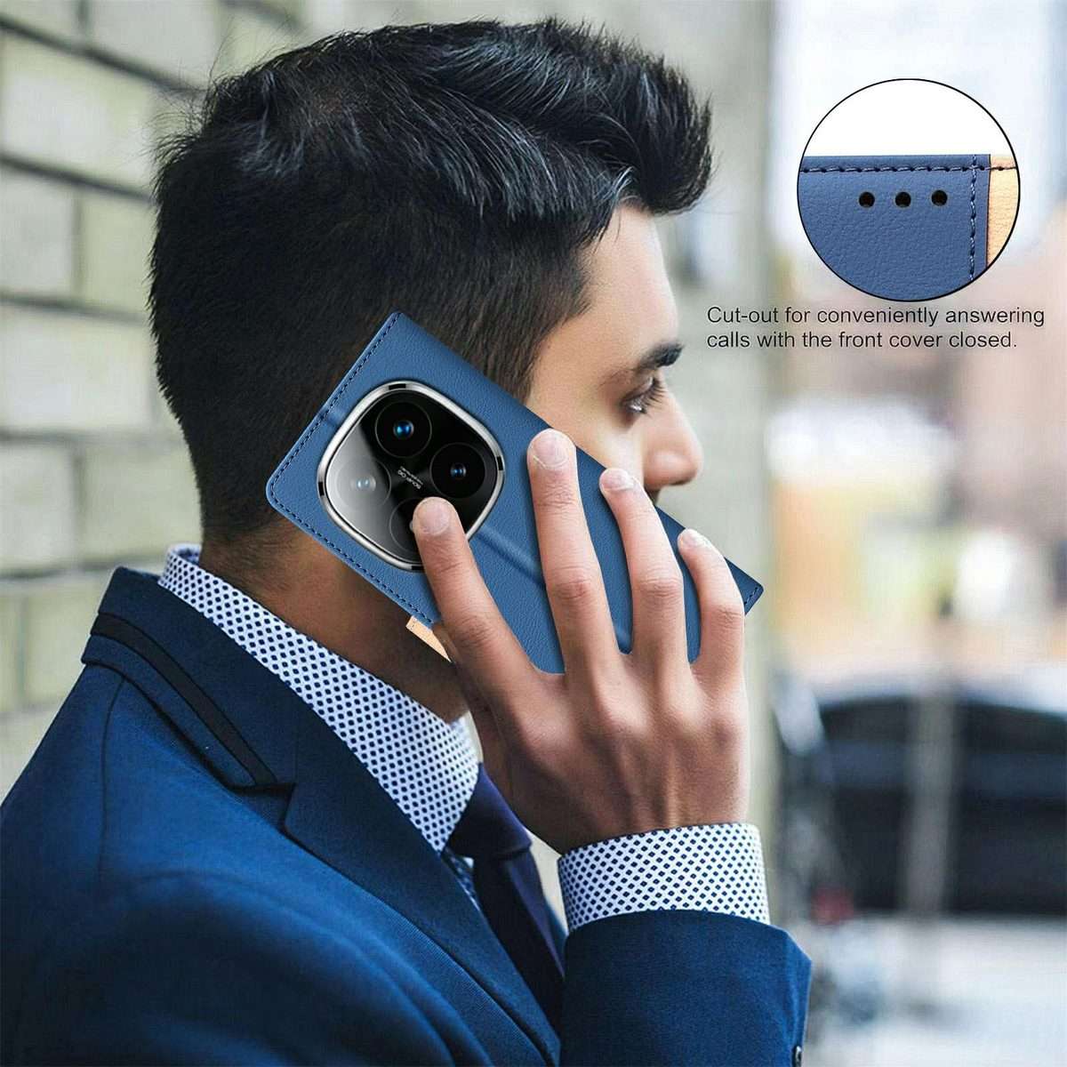 For Redmi Note 14 Pro 4G Color Matching RFID Anti-theft Leather Phone Case(Blue)