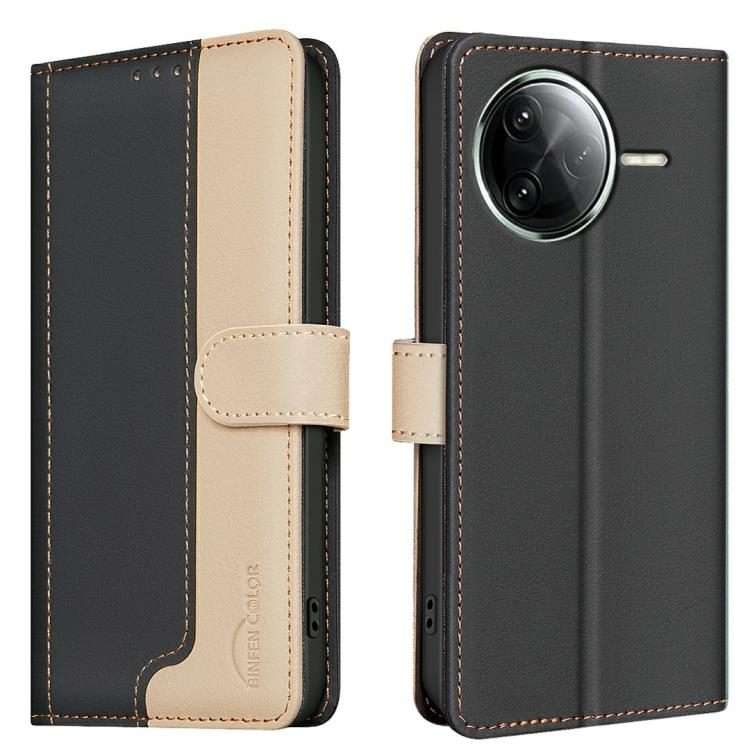 For Redmi K80 / K80 Pro Color Matching RFID Anti-theft Leather Phone Case(Black)