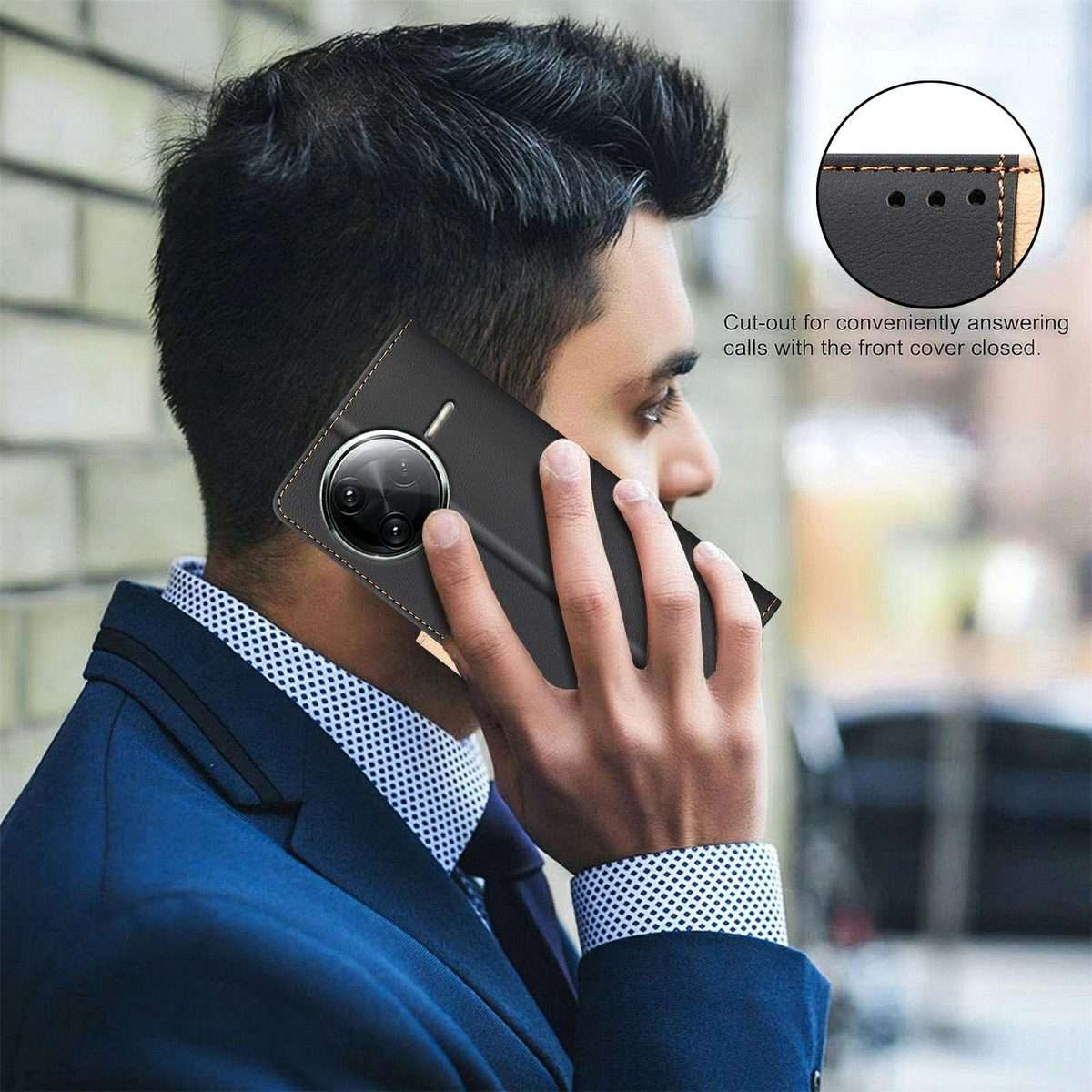 For Redmi K80 / K80 Pro Color Matching RFID Anti-theft Leather Phone Case(Black)