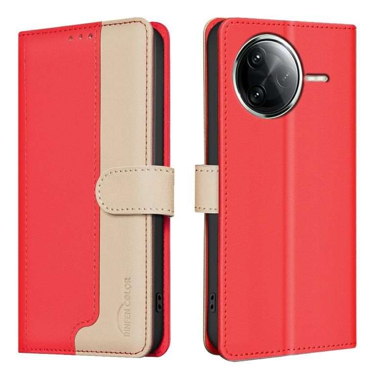 For Redmi K80 / K80 Pro Color Matching RFID Anti-theft Leather Phone Case(Red)