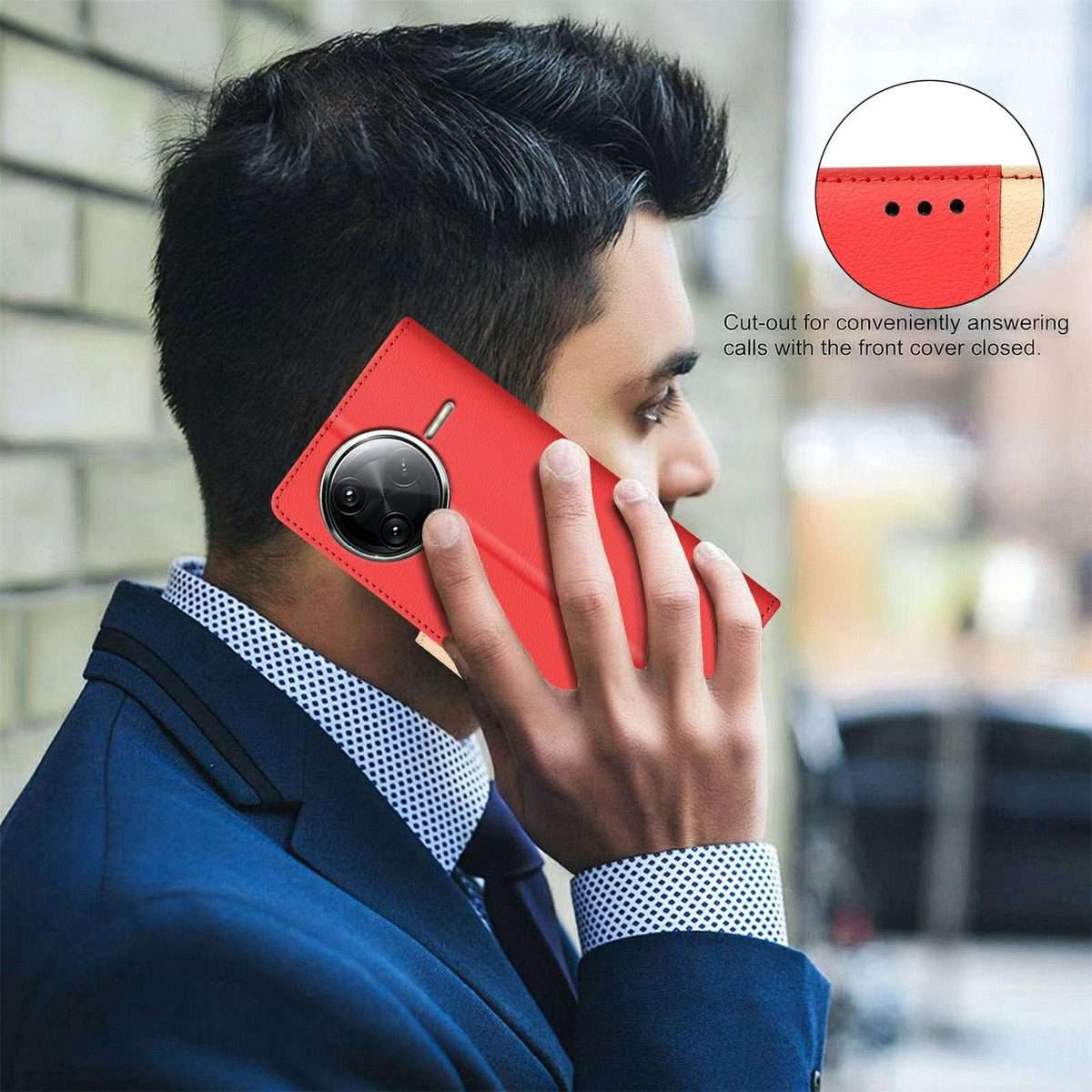 For Redmi K80 / K80 Pro Color Matching RFID Anti-theft Leather Phone Case(Red)
