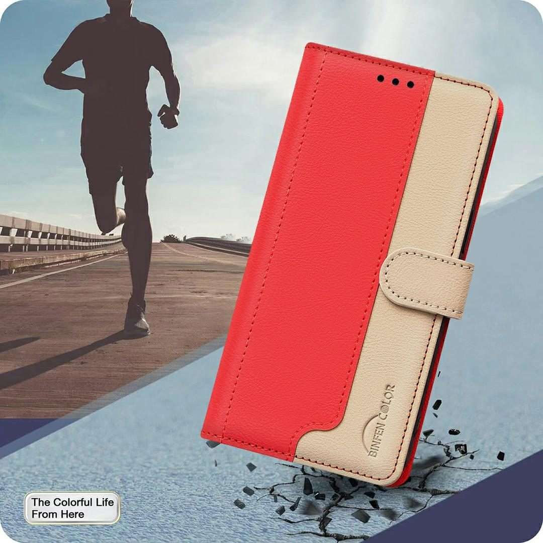 For Redmi K80 / K80 Pro Color Matching RFID Anti-theft Leather Phone Case(Red)