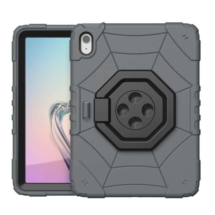 For iPad 2025 / 2022 Spider Turntable Handle Stress Relief Tablet Case(Grey Black)