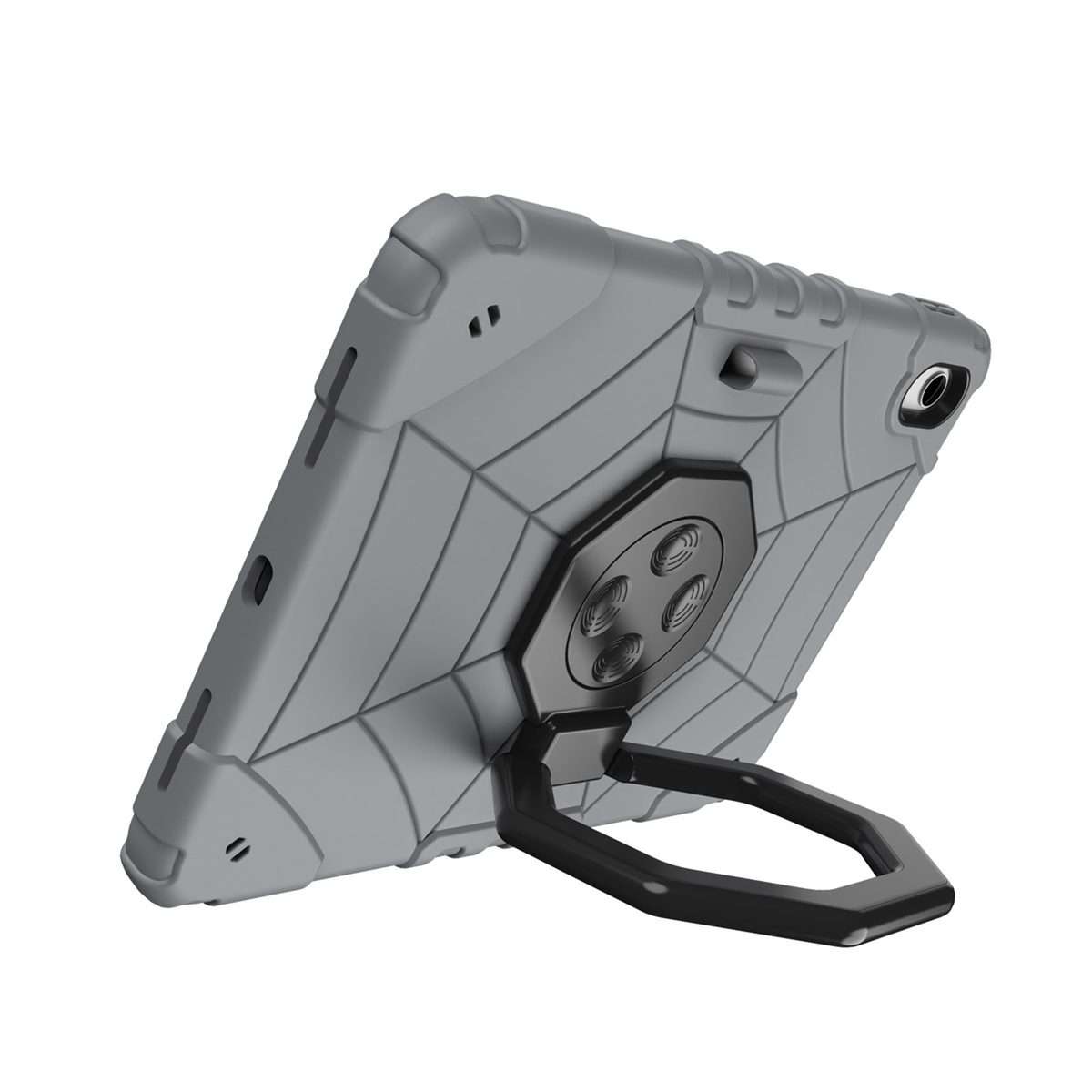 For iPad 2025 / 2022 Spider Turntable Handle Stress Relief Tablet Case(Grey Black)