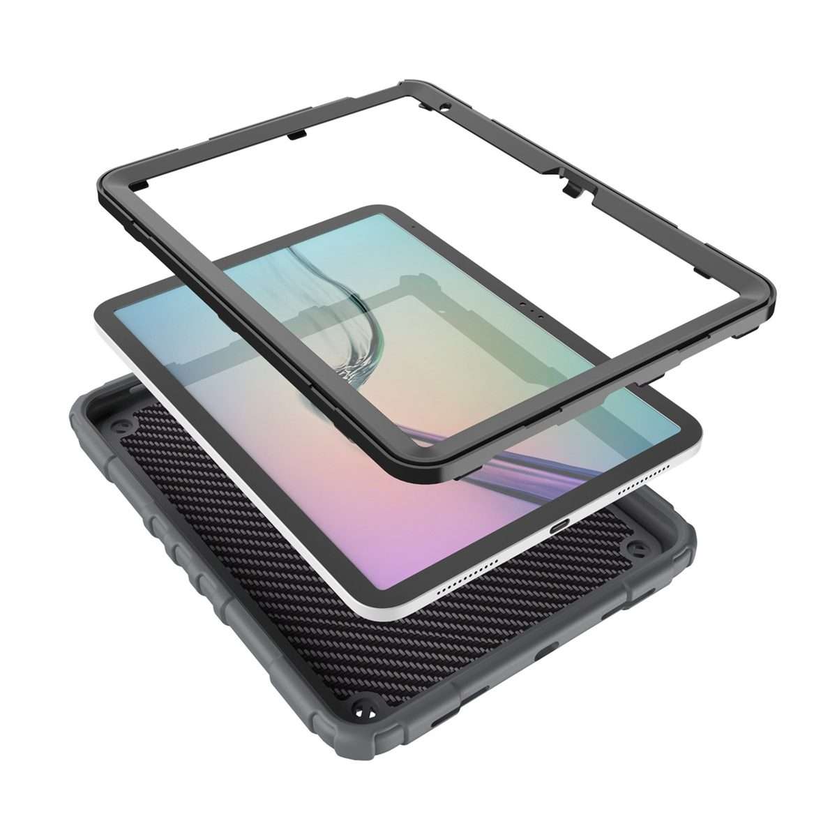 For iPad 2025 / 2022 Spider Turntable Handle Stress Relief Tablet Case(Grey Black)