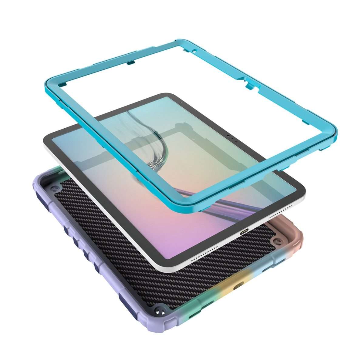 For iPad 2025 / 2022 Spider Turntable Handle Stress Relief Tablet Case(Gradient Color Blue)