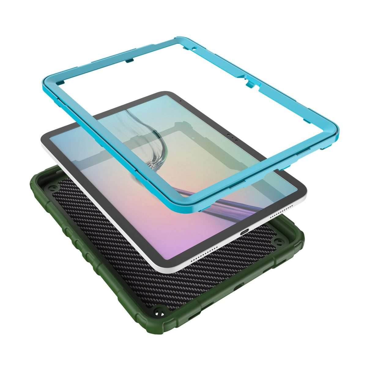 For iPad 2025 / 2022 Spider Turntable Handle Stress Relief Tablet Case(Army Green Blue)