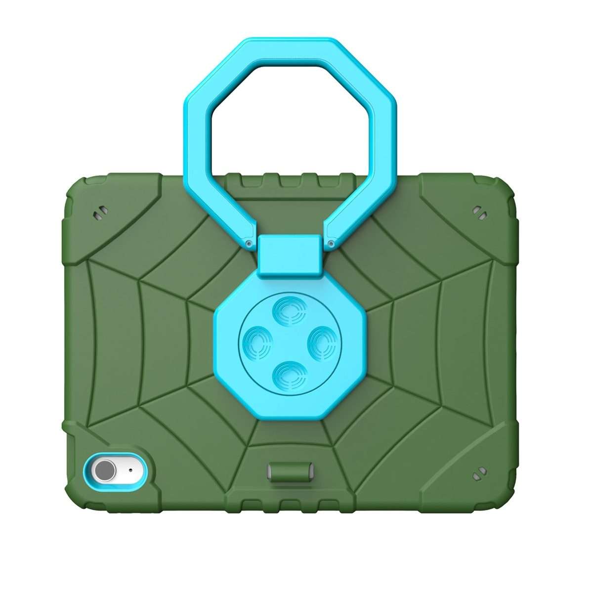 For iPad 2025 / 2022 Spider Turntable Handle Stress Relief Tablet Case(Army Green Blue)