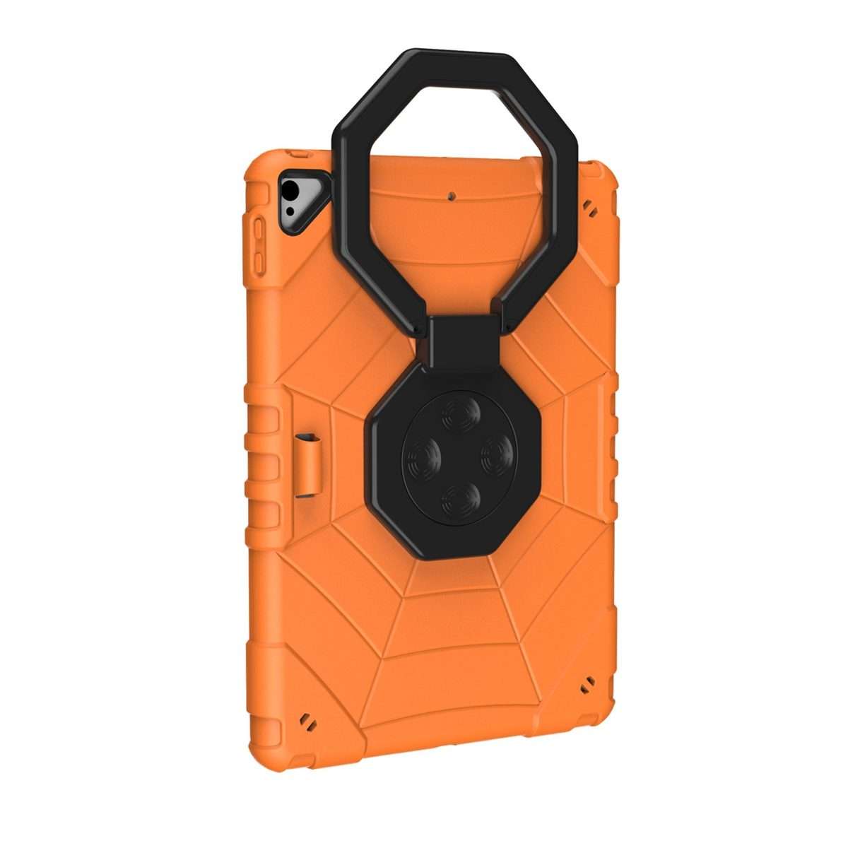 For iPad 10.2 2021 / 2020 / 2019 Spider Turntable Handle Stress Relief Tablet Case(Orange Black)