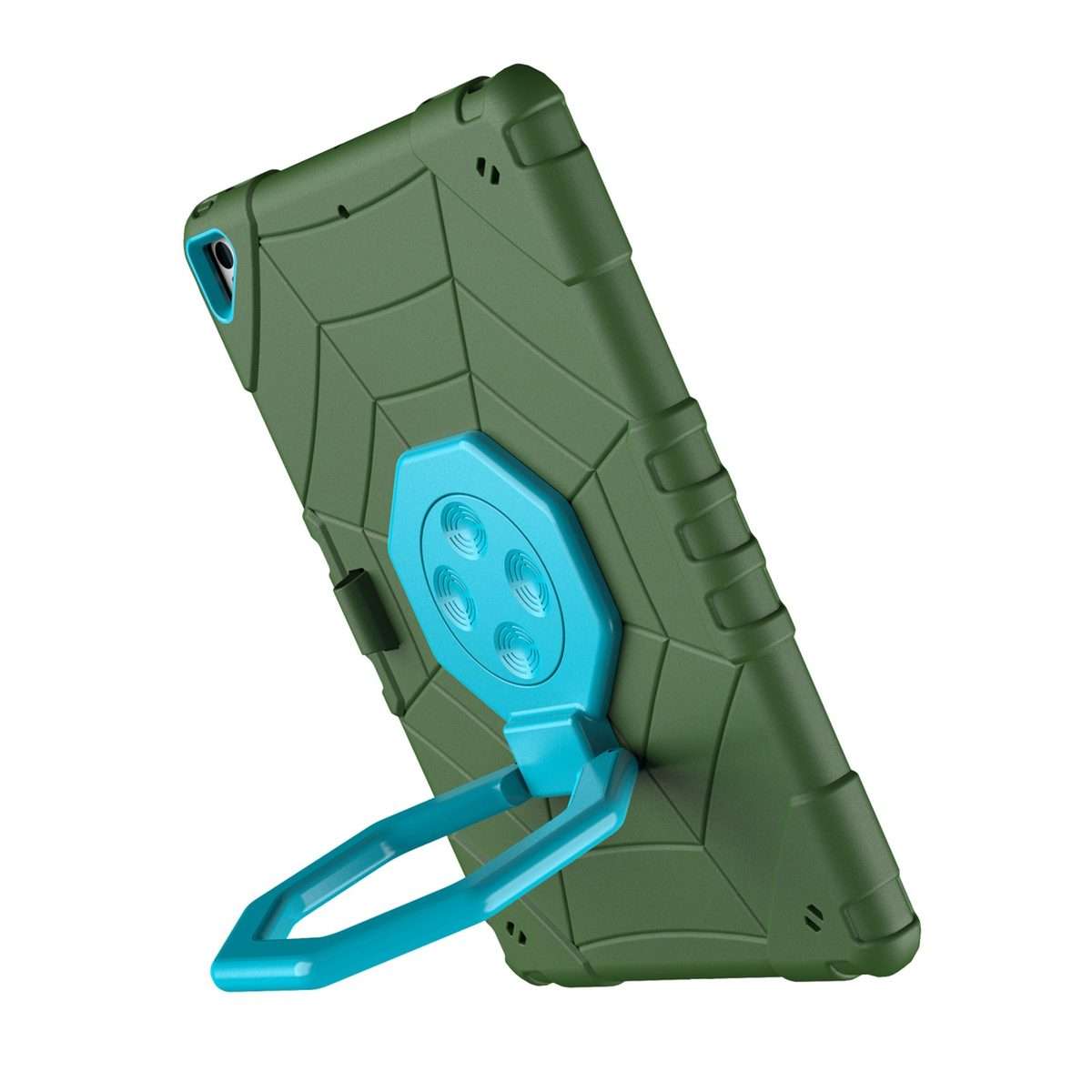 For iPad 10.2 2021 / 2020 / 2019 Spider Turntable Handle Stress Relief Table ... (Army Green Blue)