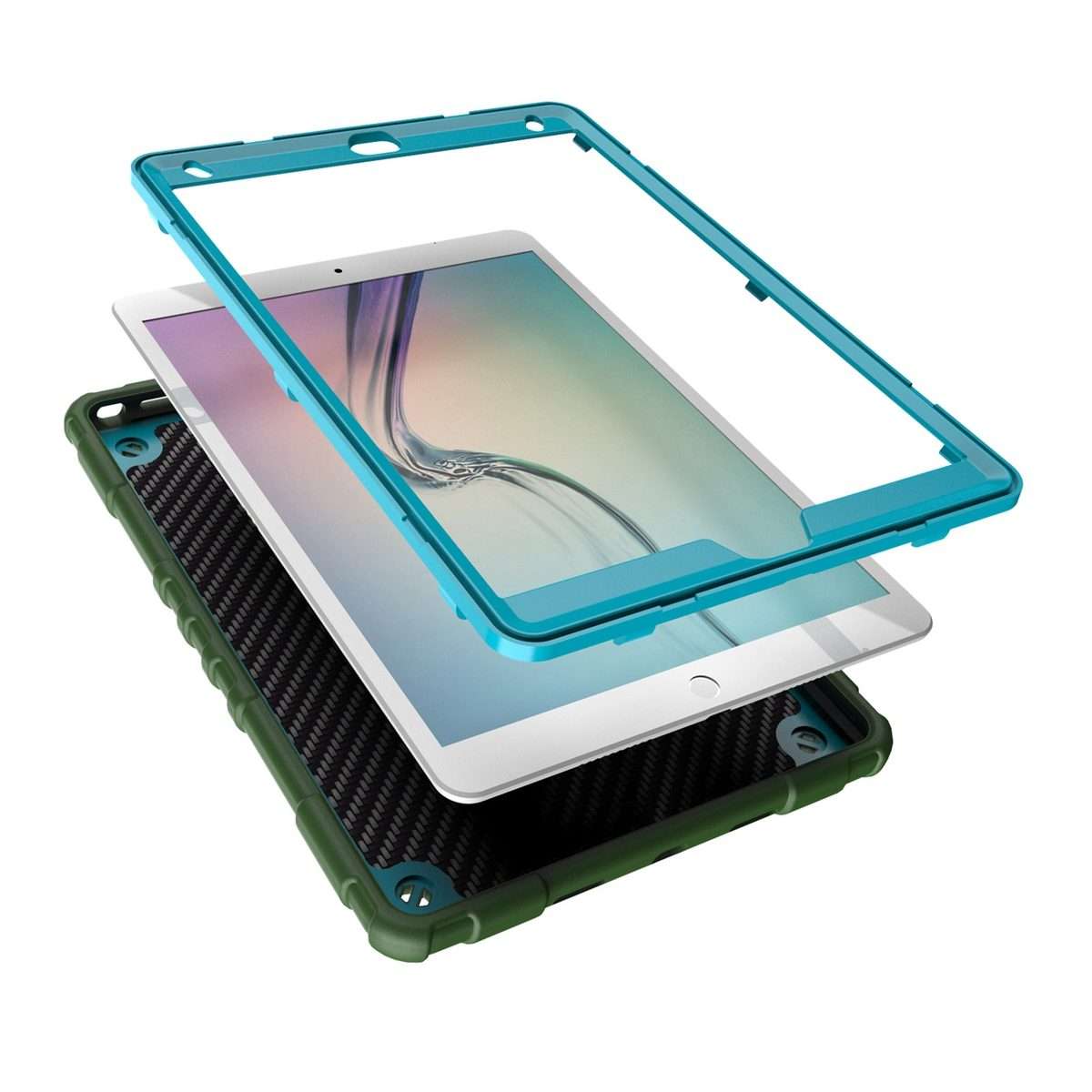 For iPad 10.2 2021 / 2020 / 2019 Spider Turntable Handle Stress Relief Table ... (Army Green Blue)