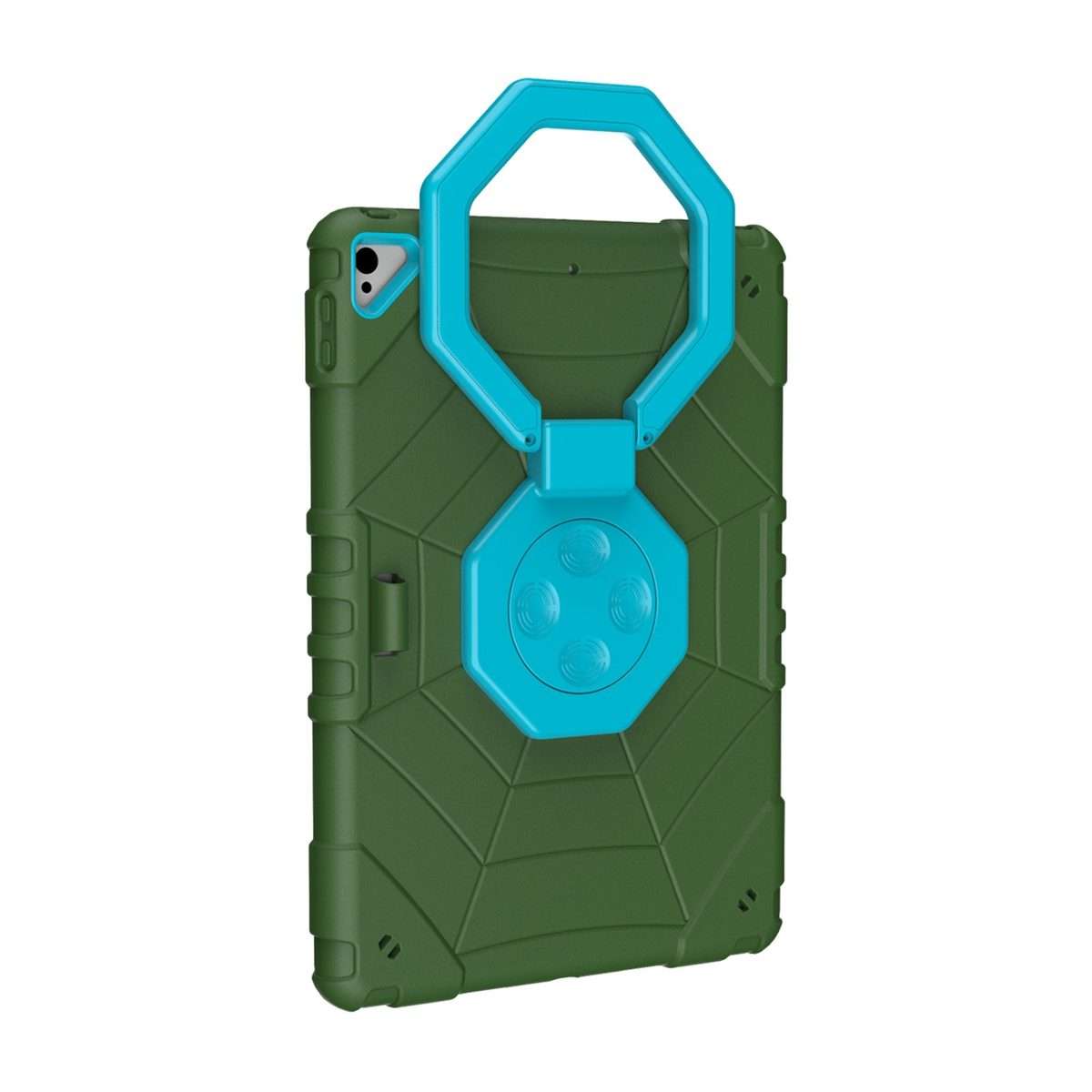 For iPad 10.2 2021 / 2020 / 2019 Spider Turntable Handle Stress Relief Table ... (Army Green Blue)