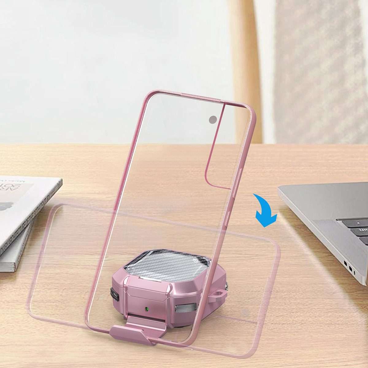 For Samsung Galaxy Buds2 / Live / Pro / FE Transparent Carbon Fiber TPU Hybrid PC Case ... (White)