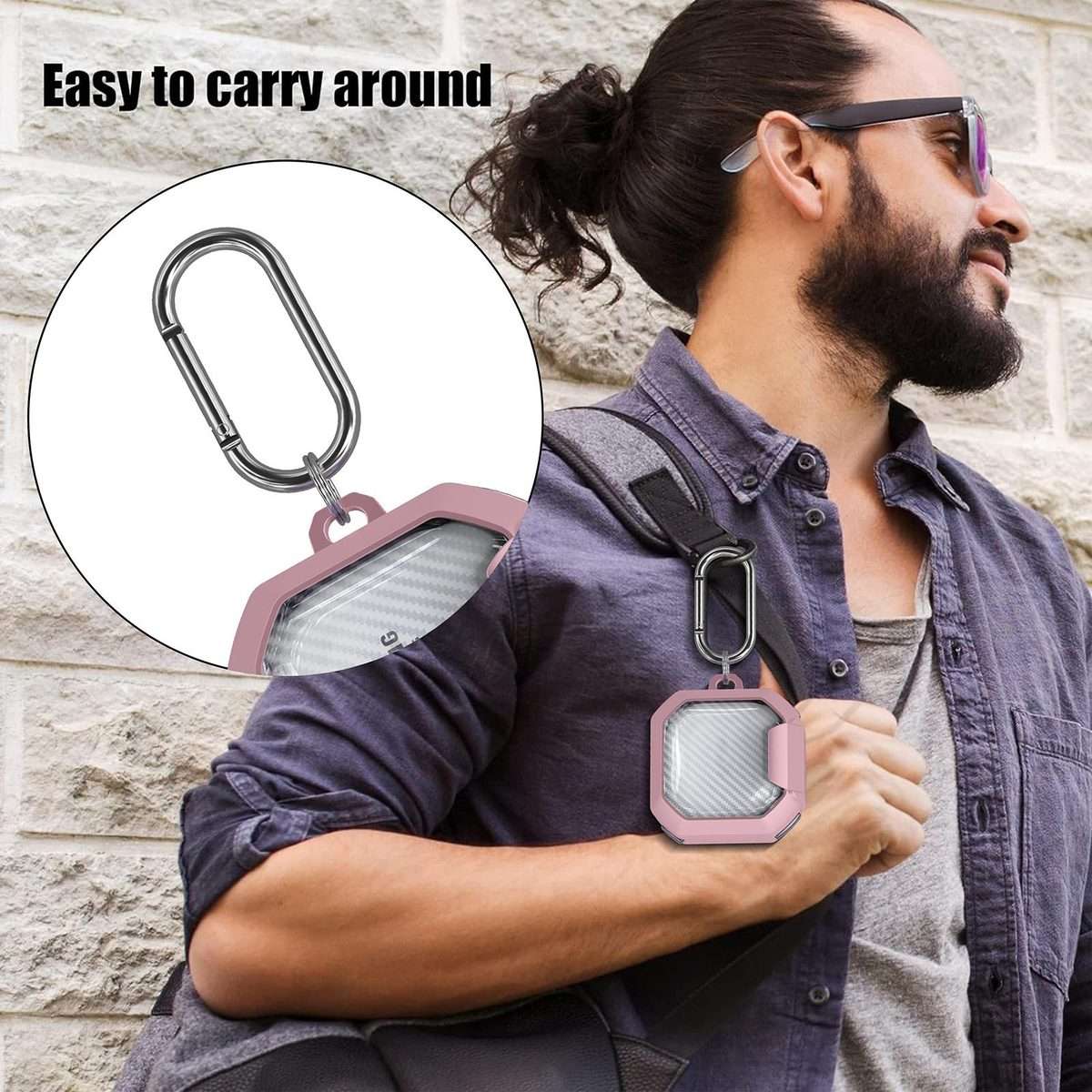 For Samsung Galaxy Buds2 / Live / Pro / FE Transparent Carbon Fiber TPU Hybrid PC Case ... (White)
