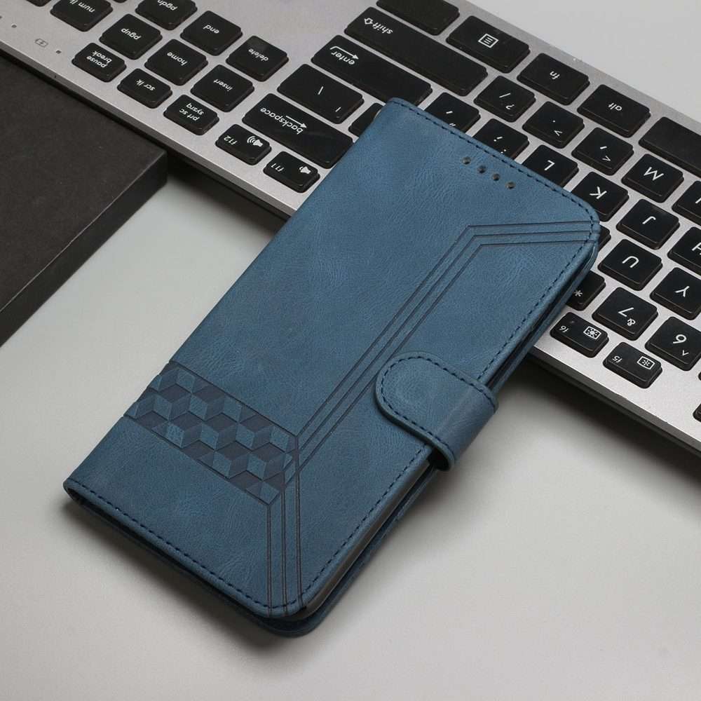 For Redmi Note 14 Pro+ 5G Cubic Skin Feel Flip Leather Phone Case(Blue)