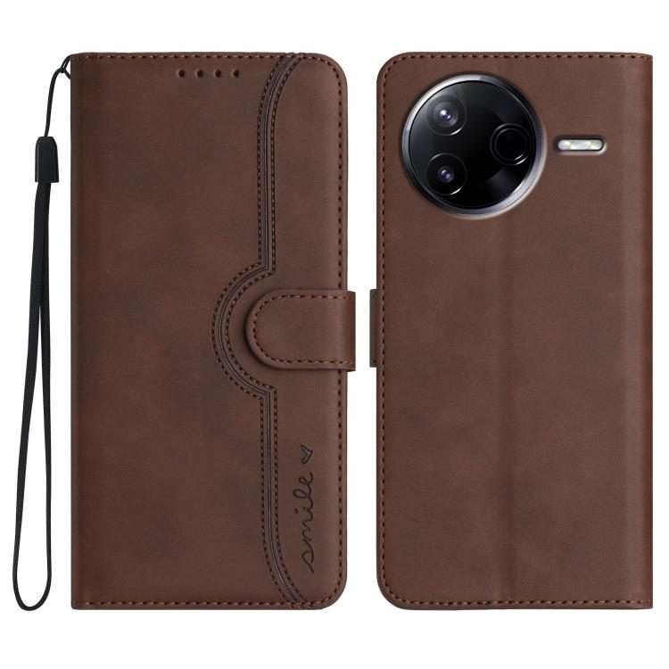 For Redmi K80 / Poco F7 Pro Heart Pattern Skin Feel Leather Phone Case(Brown)