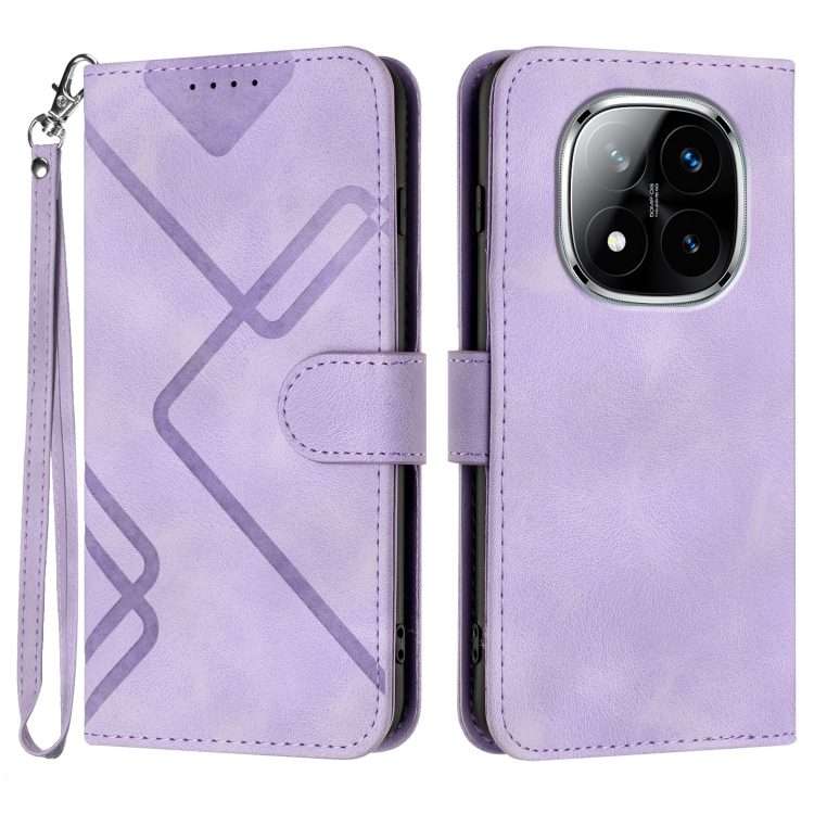 For Redmi Note 14 Pro+ 5G Line Pattern Skin Feel Leather Phone Case(Light Purple)