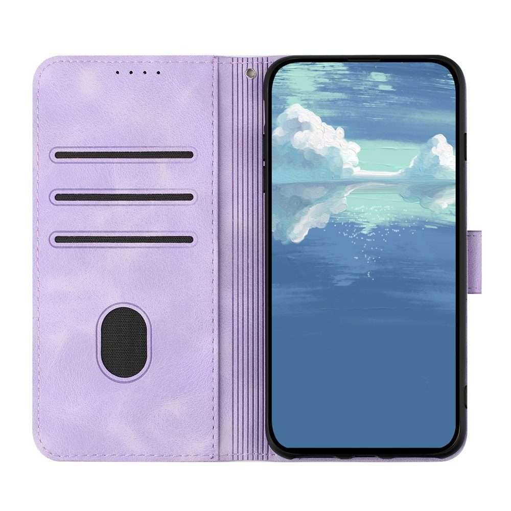 For Redmi Note 14 Pro+ 5G Line Pattern Skin Feel Leather Phone Case(Light Purple)