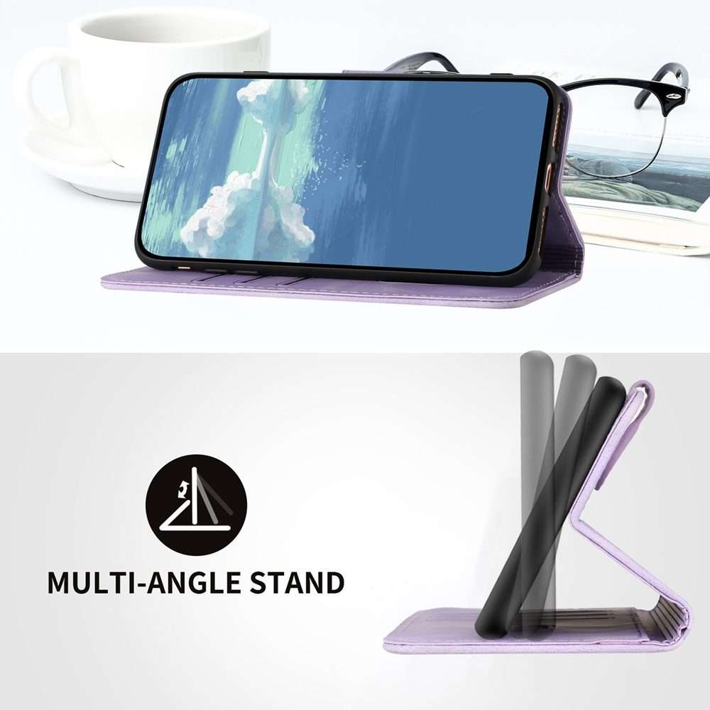 For Redmi Note 14 Pro+ 5G Line Pattern Skin Feel Leather Phone Case(Light Purple)