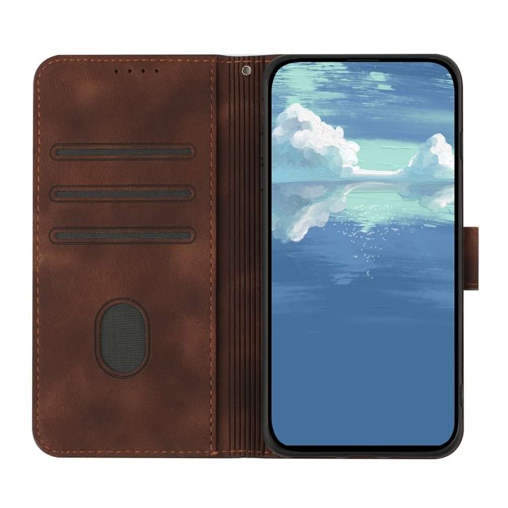 For Redmi Note 14 Pro+ 5G Line Pattern Skin Feel Leather Phone Case(Coffee)