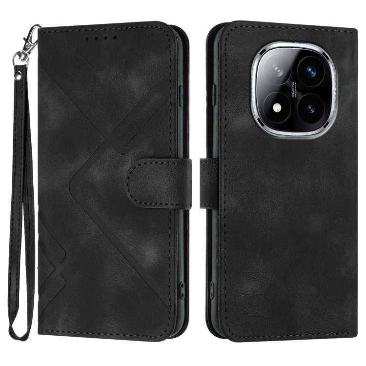 For Redmi Note 14 Pro+ 5G Line Pattern Skin Feel Leather Phone Case(Black)
