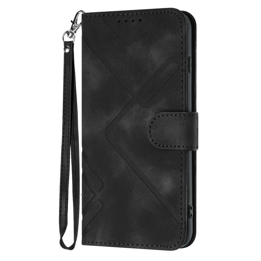 For Redmi Note 14 Pro+ 5G Line Pattern Skin Feel Leather Phone Case(Black)