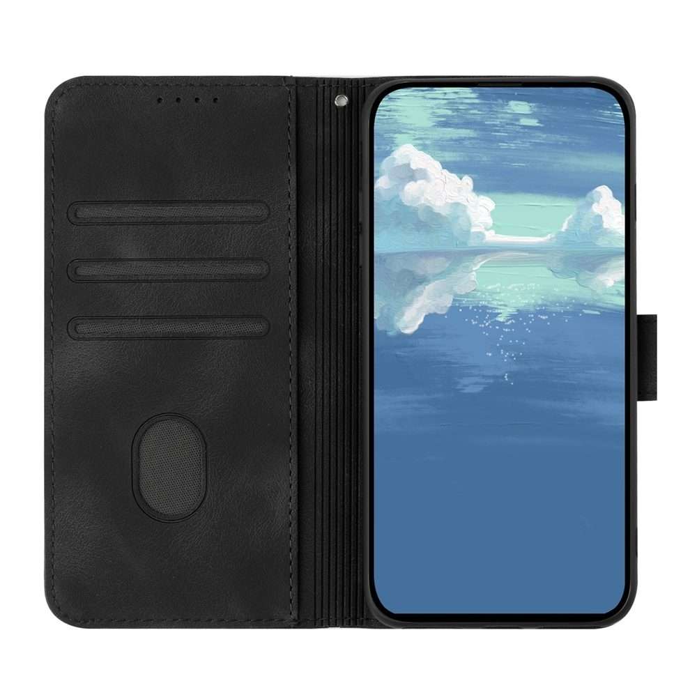 For Redmi Note 14 Pro+ 5G Line Pattern Skin Feel Leather Phone Case(Black)