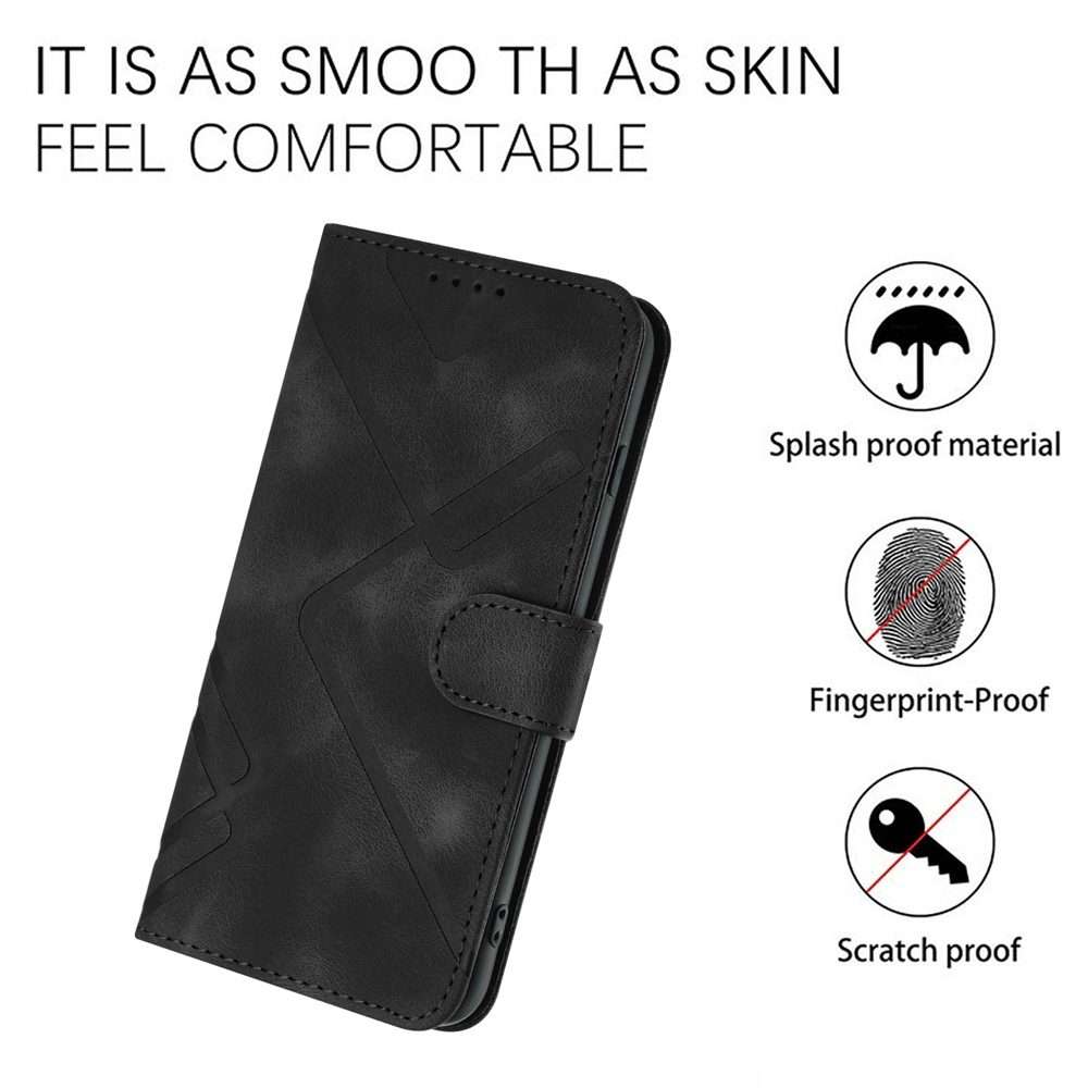 For Redmi Note 14 Pro+ 5G Line Pattern Skin Feel Leather Phone Case(Black)