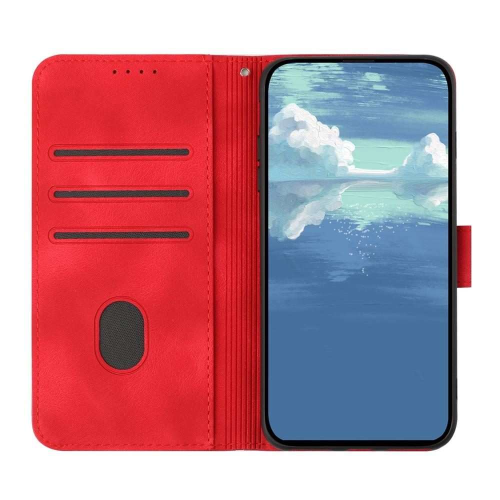 For Redmi Note 14 Pro 4G Line Pattern Skin Feel Leather Phone Case(Red)